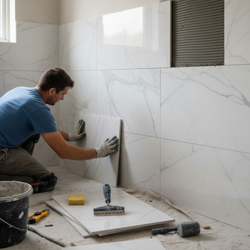 Marble Tile Floor Installation detail